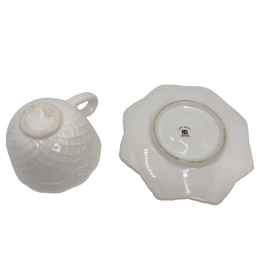 Tessa By Lynn‎ Hollyn Tea Cup and Saucer Porta Portugal Lattice Bows Vintage